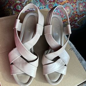 Cole Haan sz: 9c Nude Strap Wedge Sandals, very good condition!